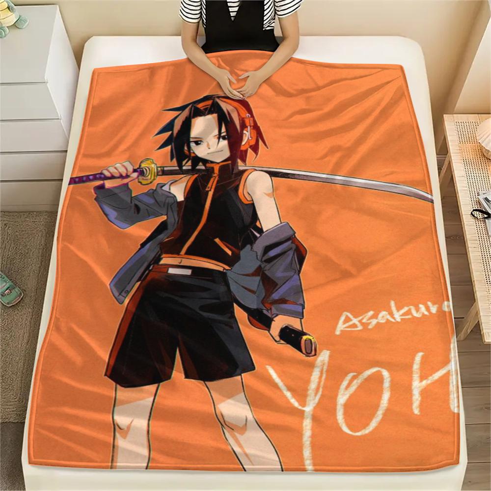 1PC SHAMAN KING Print Flannel Blanket, High Quality Comfortable for All Seasons, Home Decor, Warmth and Comfort, Perfect for Christmas Gifts