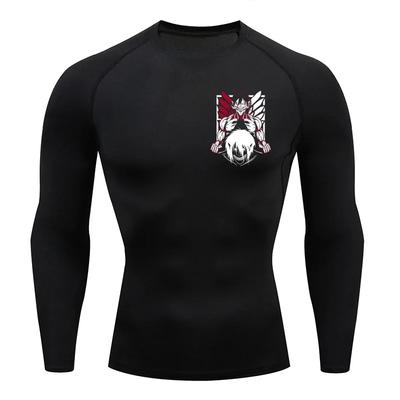 Bequemes Fitness-T-Shirt für Herren Eren Yeager Grafik Atmungsaktiv Slim Fit Top Sommer Fitnessstudio Joggen Training Elastisch Fitnessanzug
