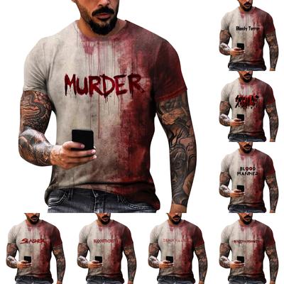 Unisex Summer Printed Round Neck T-Shirt Unisex Loose Casual Short Sleeve Top