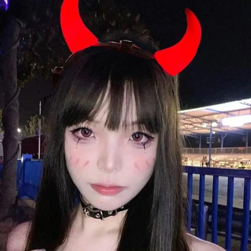 Bull Horns LED Headband Small/Medium Red Glowing Headband Durable Horn Headband  for Women Men