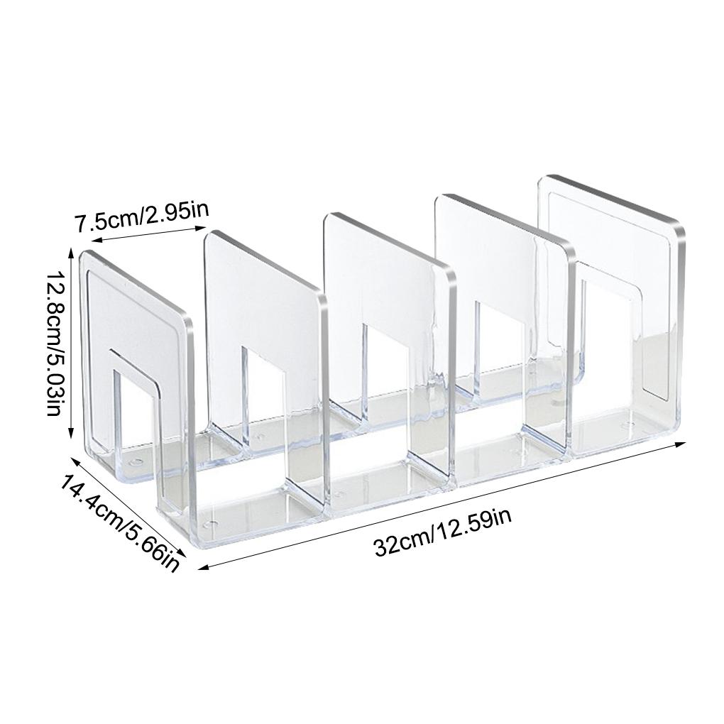 Bookend Portable Transparent Replacement 4 Compartment Organizing Study Dorm Desktop Textbook Bookends Holder Accessories