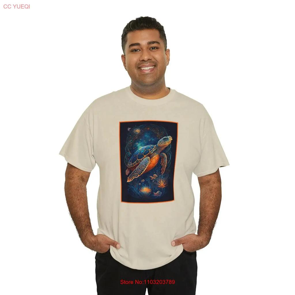 Meeresschildkröte Ozean Schwerer Baumwoll-T-Shirt Tierwelt Wassergeist Tier Geburtstag Weihnachten Vintage Grafik Bequem Lässig