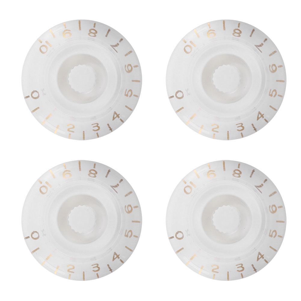 4Pcs Tone Control Knob Transparent Bell Volume Musical Instrument Accessories forGuitar BassWhite with Gold Letter