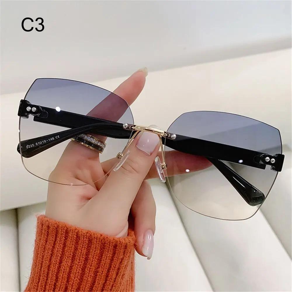 Retro Sunglasses Women Brand Designer Rimless Gradient Sun Glasses Fashion Shades Outdoor Sports Frameless Eyeglasses