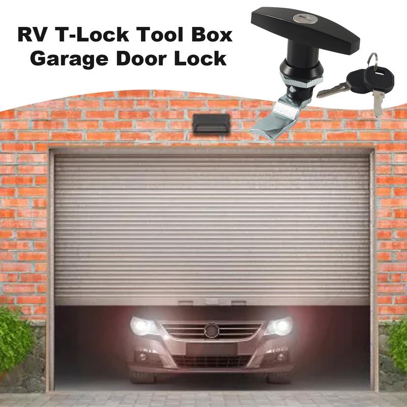 T Handle Door Lock Zinc Alloy Garage Door Locking Kit With 2 Keys Secure Lock Replacement Parts For Toolboxes Vehicle Toolboxes