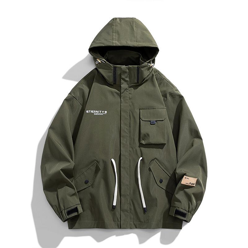 Tooling Jacket Men's Spring and Autumn New Loose Hooded Trendy Top Fat Fat Guy Large Size Coat