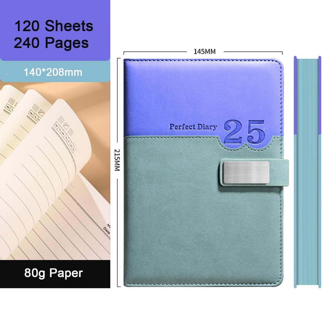 Notatnik biznesowy A5 ze skórzaną klamrą, dziennik spotkań roboczych, notatnik przedmiotowy ucznia, pogrubiony pamiętnik, liniowane strony, dziennik podróży