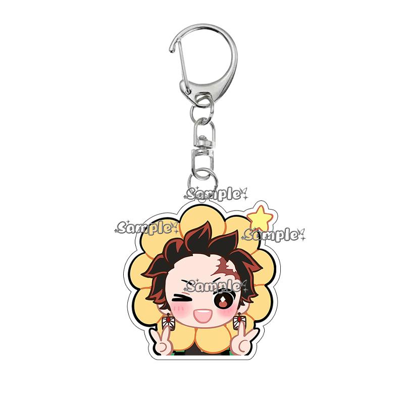 Q Version Anime Acrylic Agatsuma Zenitsu Tsuyuri Kanawo Kochou Tanjiro Nezuko Cartoon Kawaii Keychain Pendant Decor Fans Gifts