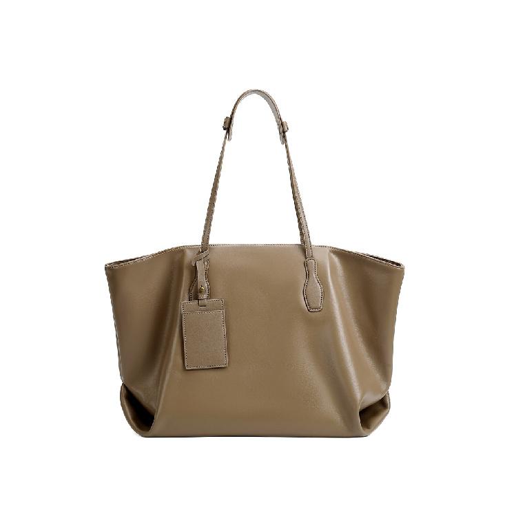 

Genuine Leather Foreign Trade Large Bag Autumn Winter New Large Capacity Top Layer Vegetable Tanned Cowhide Tote Bag сірий колір