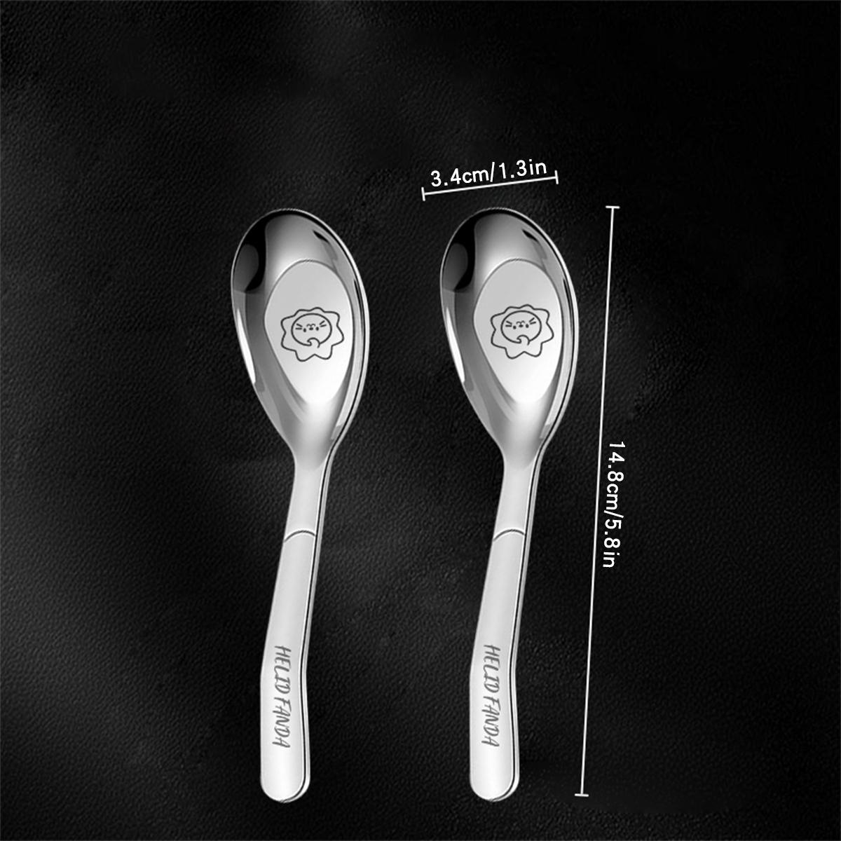 

2Pcs Reusable Soup Spoon Thickened Durable Long Handle Spoon For Kids 316 Stainless Steel Cake Dessert Spoon Dishwasher Safe
