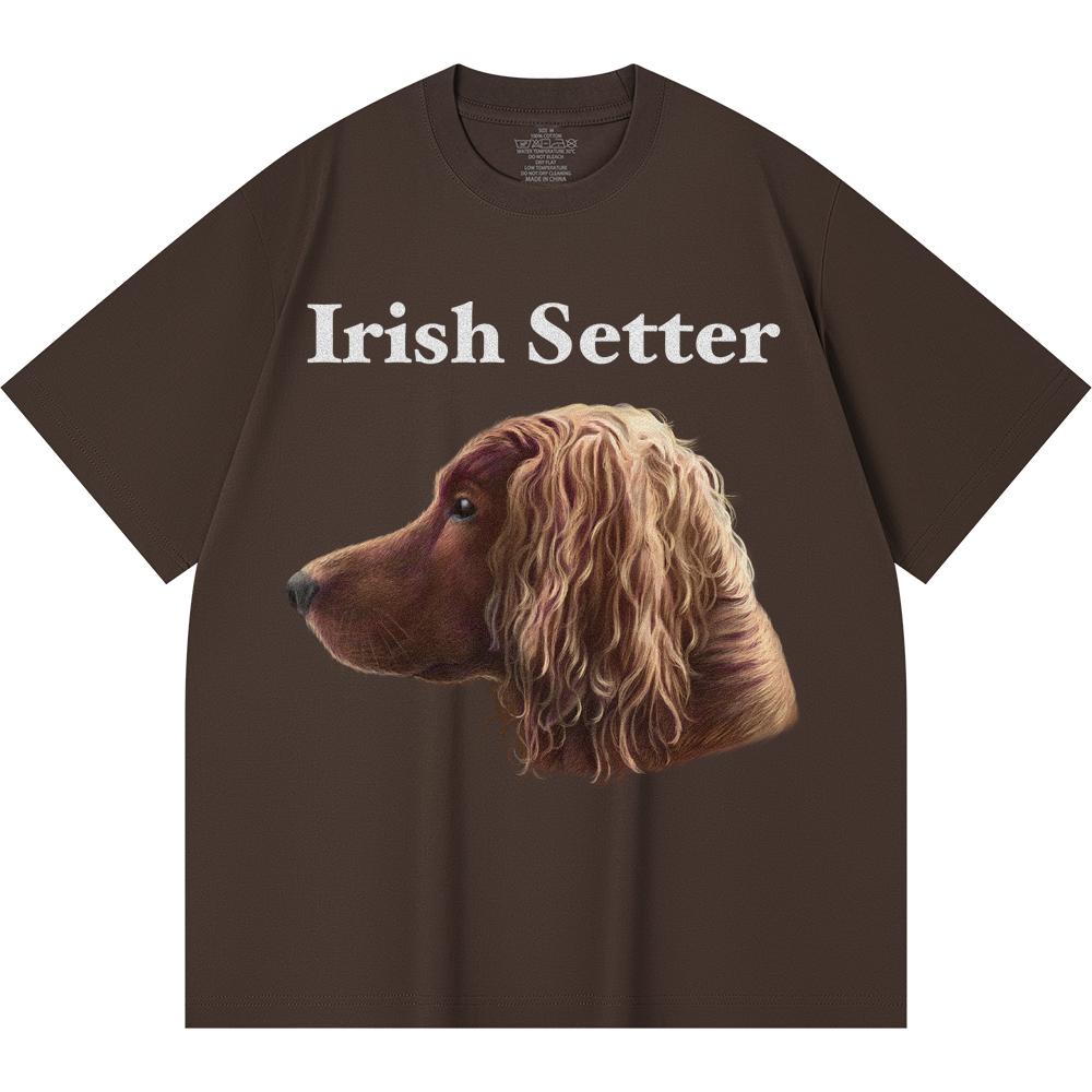 230GSM 100% Cotton T-Shirt Irish Setter Print Tees Funny Harajuku Style Combed Cotton Tshirt