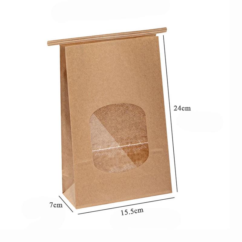 10Pcs Bakery Bags, Window Sealing Kraft Paper Bags for Cookie Sandwich Bread Snack Foods -Takeout Bags, Party Wedding Supplies