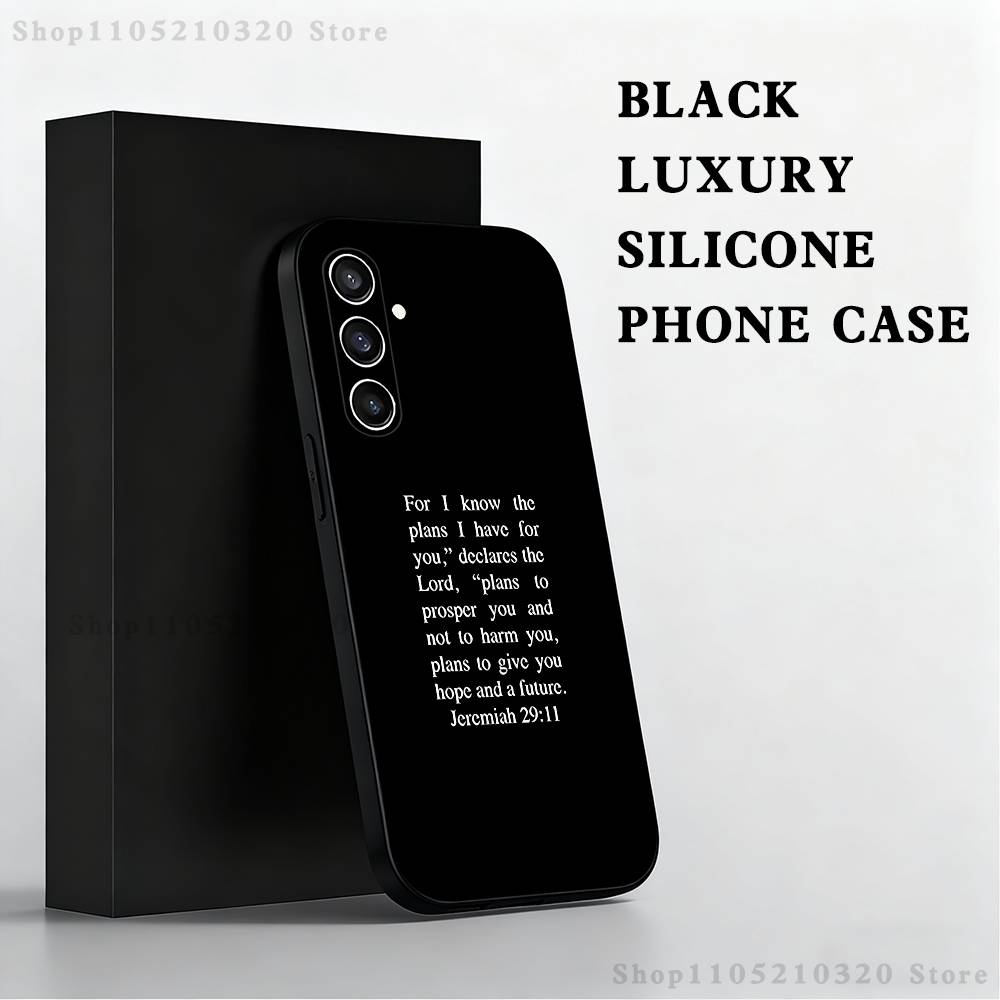 

Jesus Bible Verse Gods Plan Phone Case For Samsung S 25,24,23,22,30,21,10,9,Ultra,Plus,Lite,FE,4,5 G Black Soft Case SamsungS25 5G