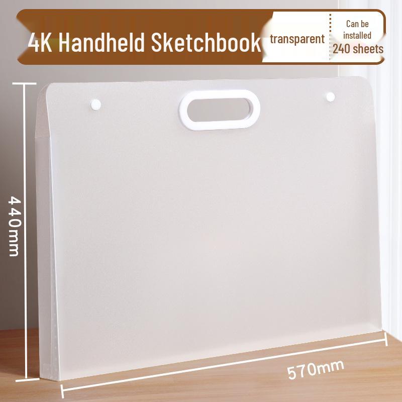 

A4 4K Art Portfolio Bag for Sketches and Brochures Frosted A4/16K [Holds 200 sheets, 33*28cm] білий