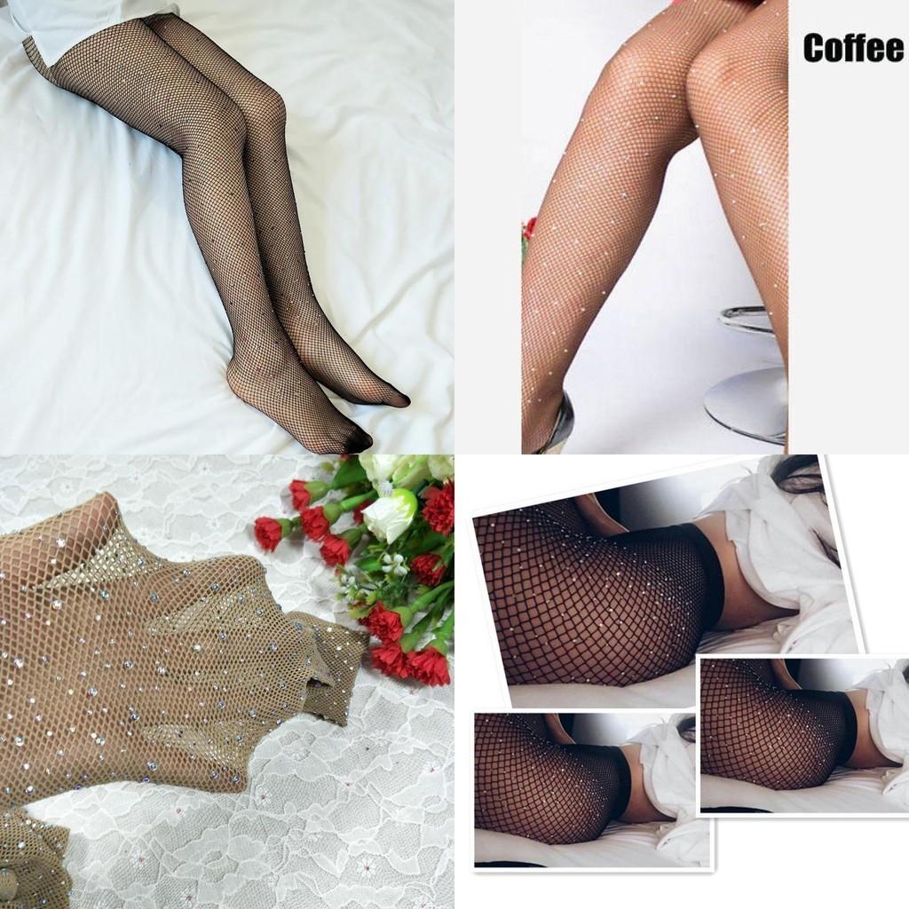 High Elasticity Water White Diamond Small Mesh Hollow Out Shiny Hot Drilling Leggings