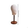 Hat Display Stand Linen Textured with Wooden Base Vintage Mannequin Head