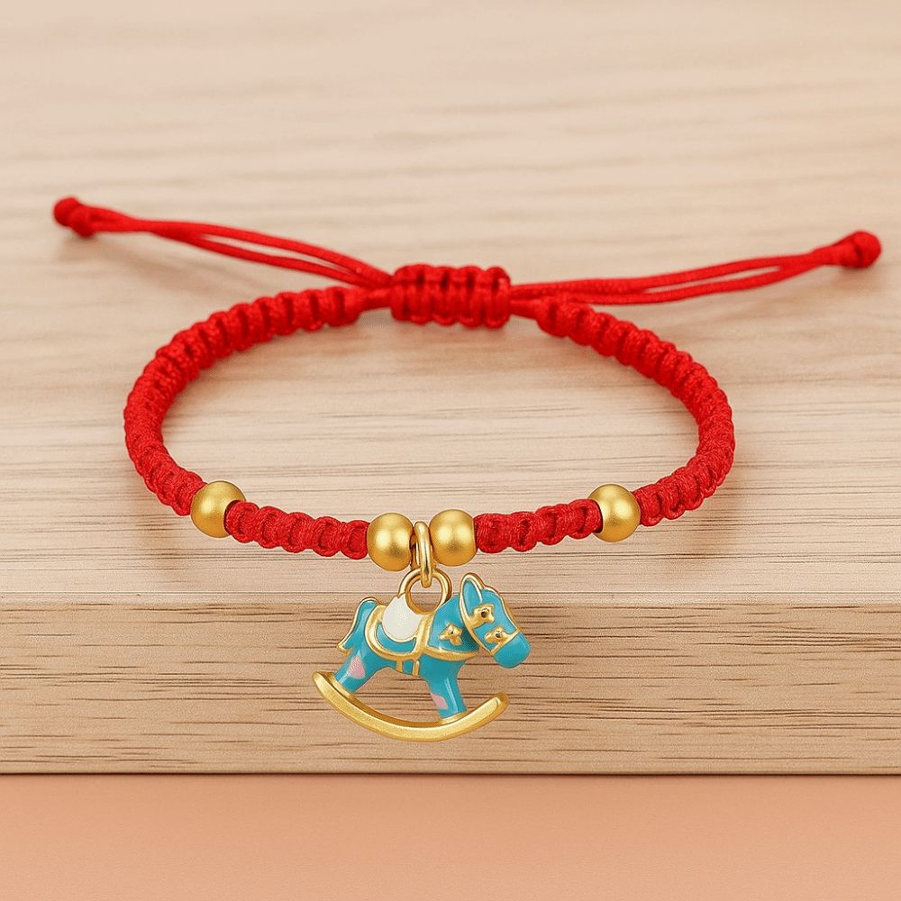 New Year Horse Year Bracelet Chinese Style Red Rope Weave Bracelet Lucky Pony Red Rope Girls