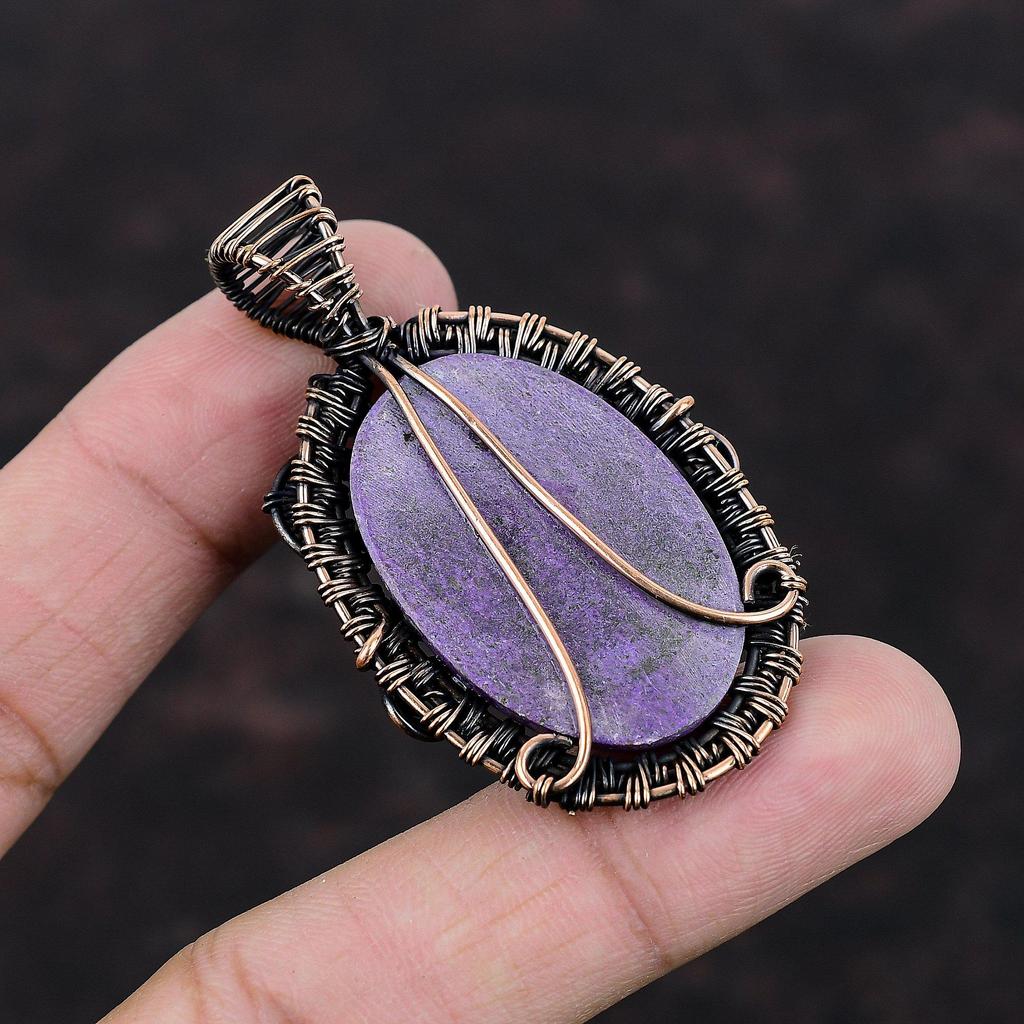 Pendentif Purpurite Fil de Cuivre Enroulé Bijou Pierre Précieuse Pendentif de Créateur Pendentif Enroulé Fil Pendentif Fait Main Cadeau Pour Femmes Pendentif Cuivre