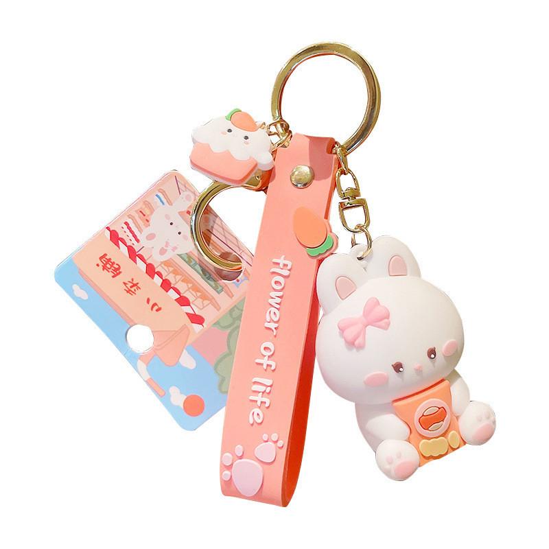 Cute Bunny Keychain Resin Material Fashionable Bag Accessory For Couples