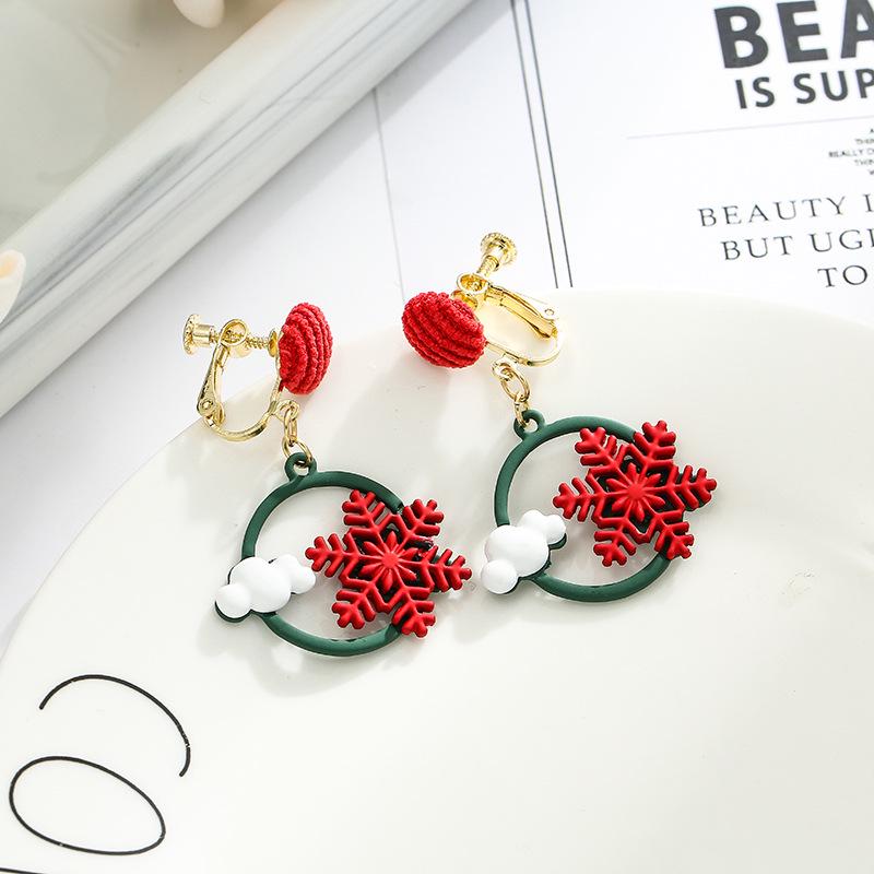 S925 Silbernadel Koreanischer Stil Schneeflocke Rot Ohrringe - Weihnachten & Neujahr Mode Ohrstecker für Frauen.
