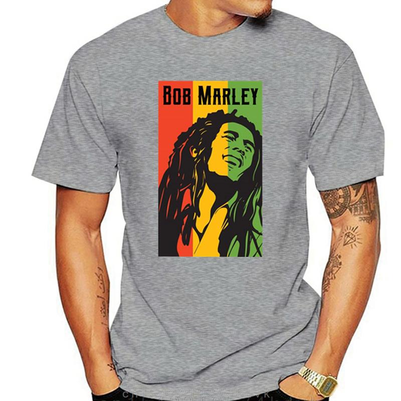 Male Summer Plus Size Streetwear Casual Short Sleeve Round Neck Cotton Reggae Star Bob Marley Rock Hip Hop Tshirt