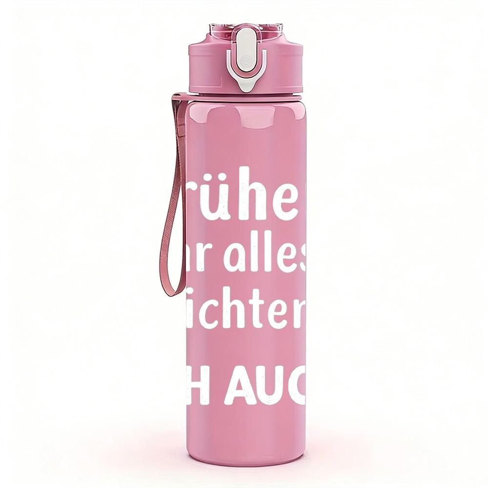 1PC Fathers Day German Slogan 750ml Color Plastic Sports Water Bottle Leakproof Flip Straw Lid Suitable for Sports Office Home Use