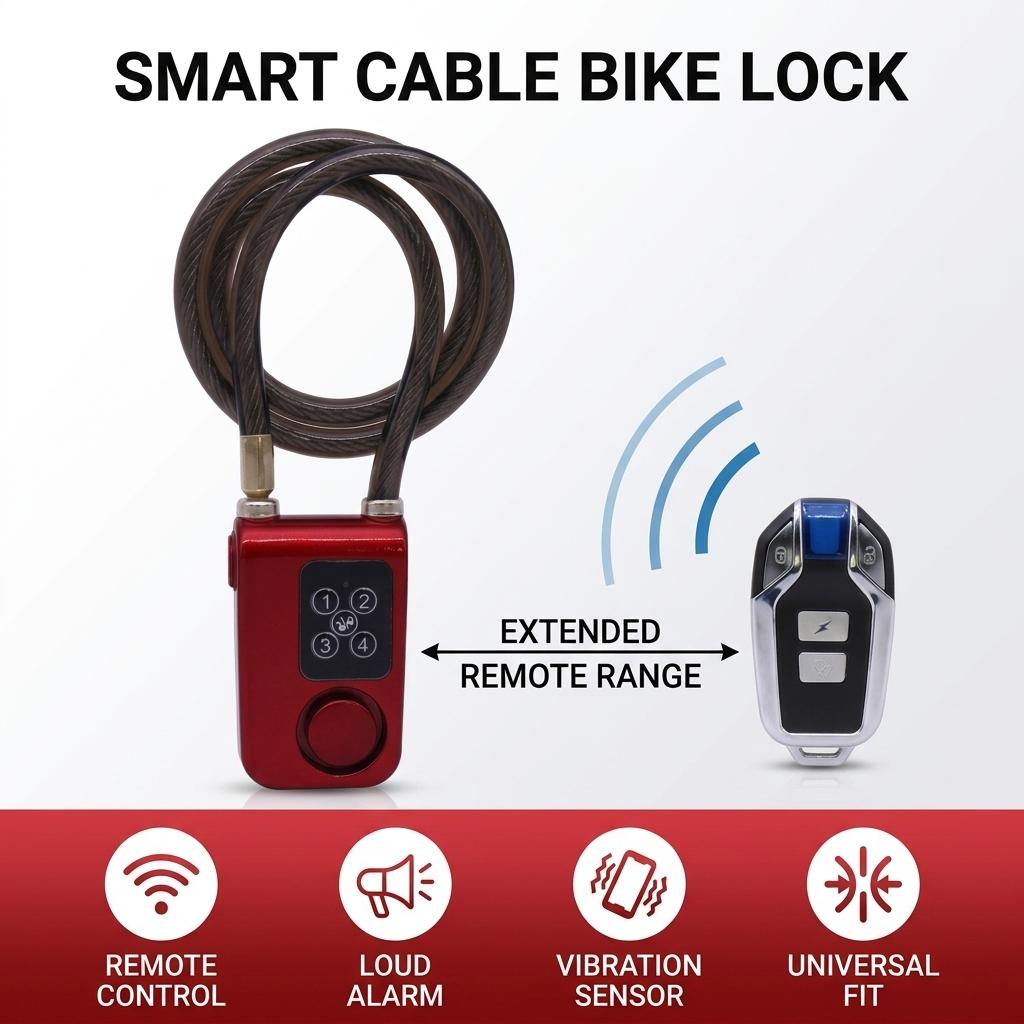 Smart Remote Control Electronic Bike Lock Y787R With Alarm Anti-Theft System Durable Alloy Steel And Plastic Universal Fit