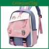 Blocked Simple Color Children Backpack Student  With Cartoon Badge School For