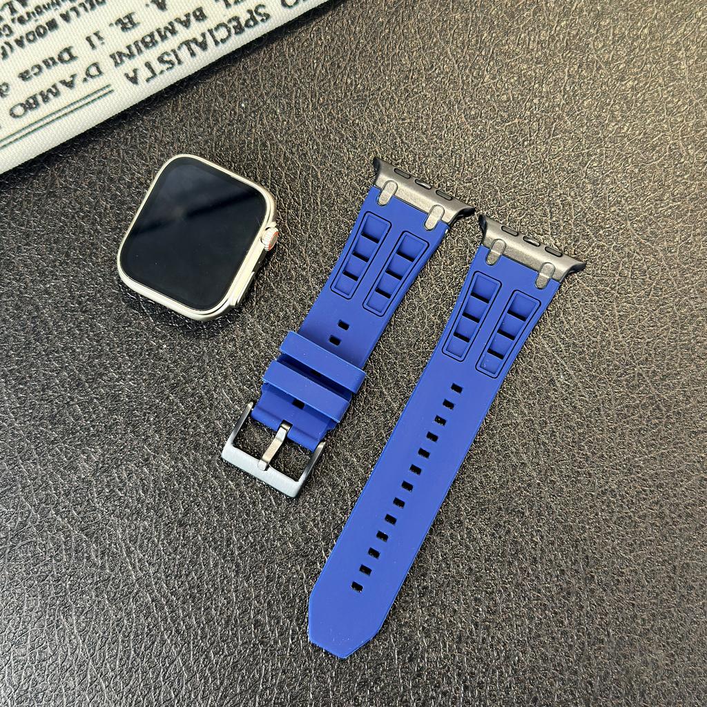 Metal Head Silicone Band for Apple Watch Ultra 3 49mm 46mm 42mm 45mm 44mm 40mm Rubber Strap for Iwatch Series 11 10 9 8 7 6 5 SE