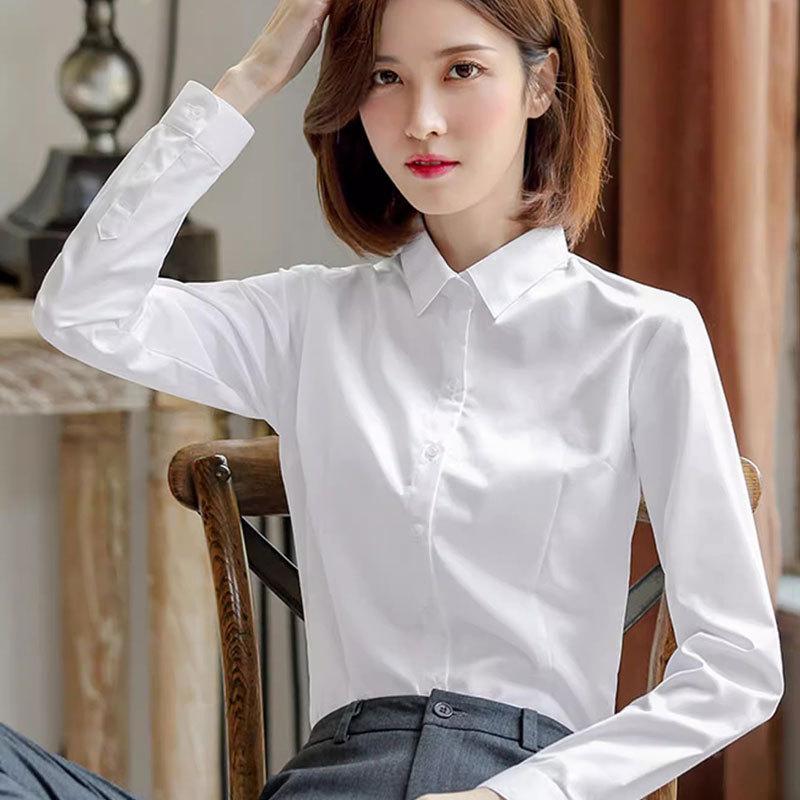 Women White Long Sleeve Professional Formal Shirt For Office Interview Work S