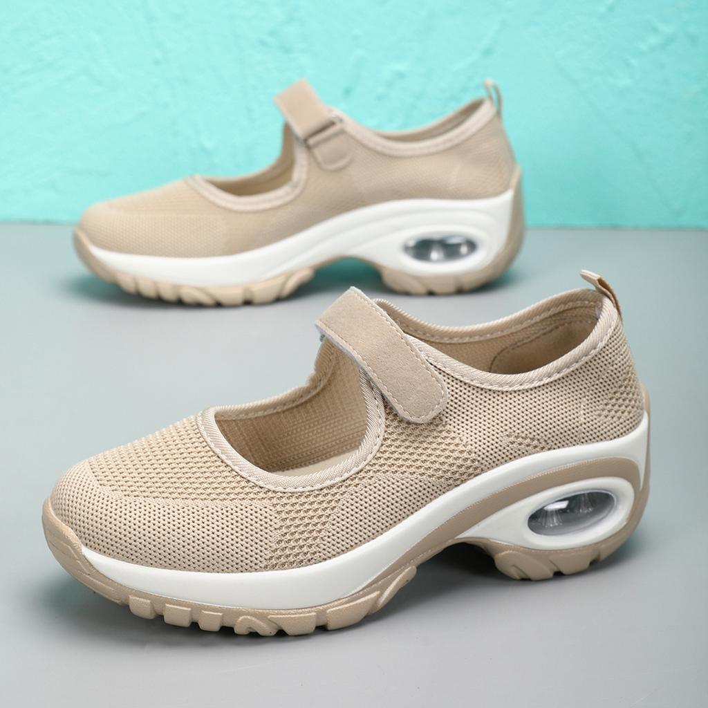 Women's Casual Mesh Shoes Breathable Sneakers Air Cushion Sport Running Shoes Non Slip Wedge Platform Shoe Loafers Zapatos Mujer