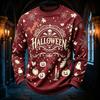 Men's Casual Round Neck Long Sleeve Top with Halloween Print