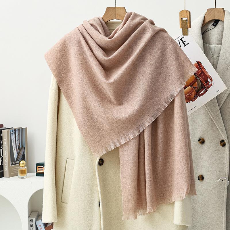 Short Beard Scarf Light Luxury High-end Cashmere Scarf Women's Winter New Korean Men's Shawl Solid Color