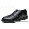 British Men's Carved Leather Brogues with Pointed Toe - Plus Size Formal & Casual Color Block Shoes