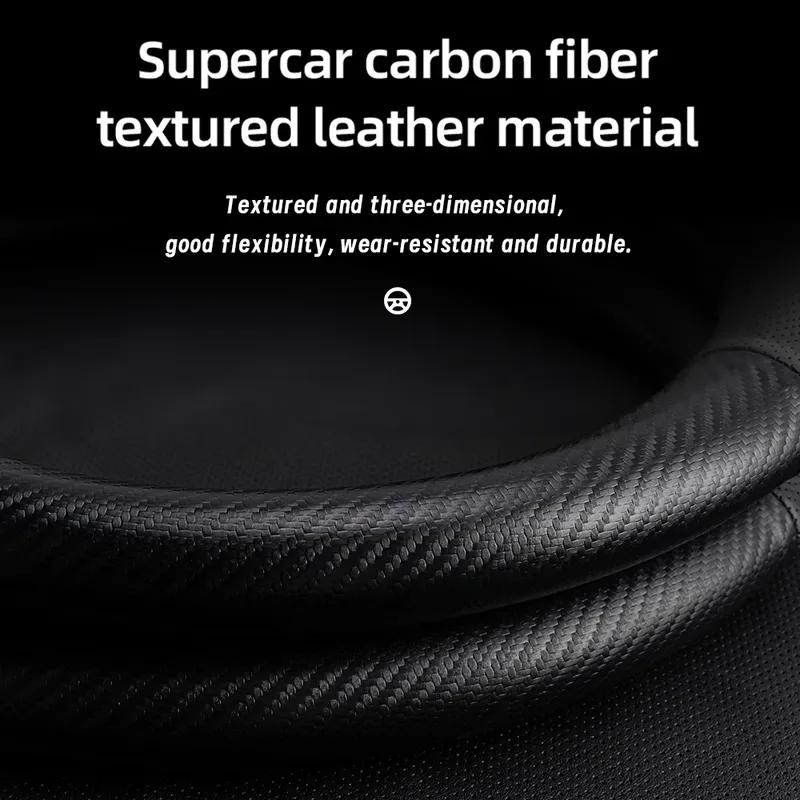 Suitable for Mg Breathable Hole Leather Matte Carbon Fiber Texture Steering Wheel Cover Suitable for Zs Mg3 Hybrid Luxury 2025