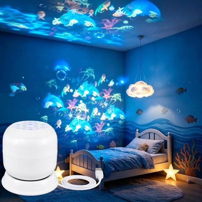 Led Starry Ocean Projection Light 360°Rotating Dynamic Night Light Usb Plug-In Creative Birthday Gift For Preferred Bedroom Lamp