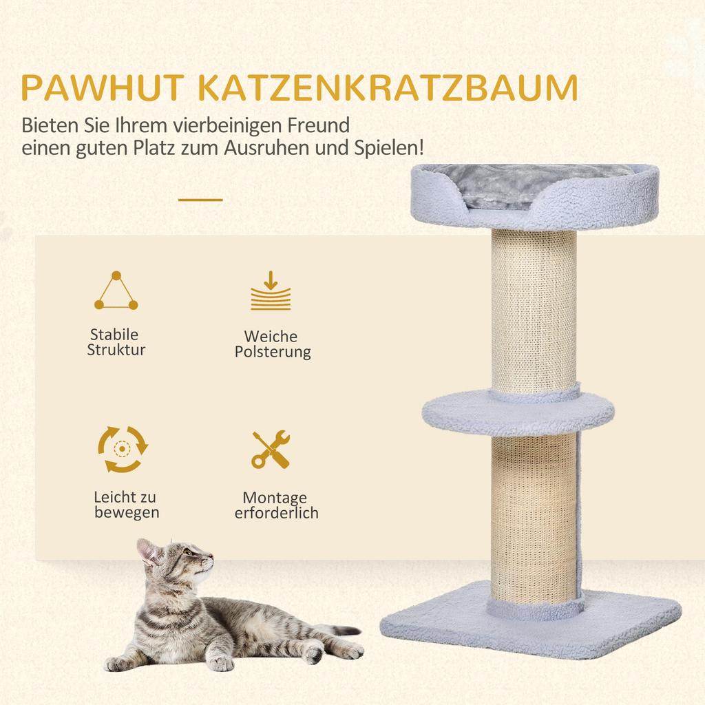 Cat Tree 91 cm Cat Tower with Sisal Posts, Platform, Cushion Multi-Level Cat Scratching Tree, Climbing Tree, for Medium-Sized Cats, Light Blue
