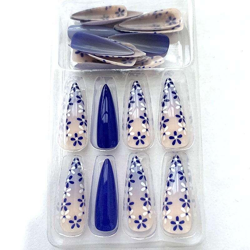 24 pcs/set Press on Nails Long Red Star Nail Girls Sexy Nail DIY Bridal Tip Daily Reusable Sexy Fake Nails Art For Women Decoration