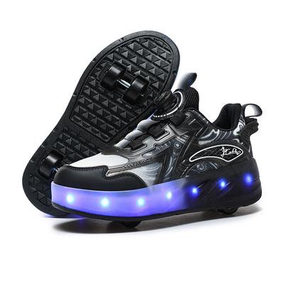 New Runaway Shoes Boys Four-wheel Pulley Skating Into Deformation Shoelace Light Luminous Walking Wheels