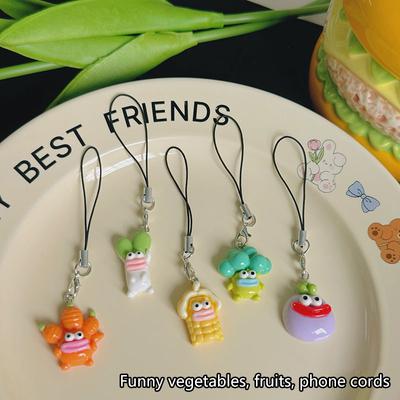 Cute Creative Big Mouth Vegetables Mobile Phone Lanyard Funny Backpack Decoration Accessories  Mobile Phone Strap Gifts