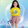 Labubu Printed T-shirt for Girls Summer Korean Cartoon Pattern Round Neck Short Sleeved Popular Children's Top