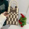 Sommer Damen Niedliche Mini-Tasche Vielseitige Mode Handytasche Cartoon Gestrickte Handtasche Umhängetasche Umhängetasche