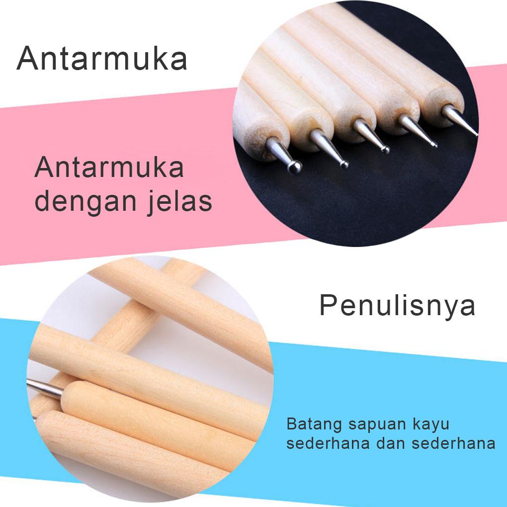 Packung mit 5 Prägestiften Nail Art Ton Punktierwerkzeug Tragbare Handarbeiten DIY Herstellung Manuelle Handwerkzeuge Zubehör für Frauen Mädchen