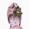 Johnature Genuine Leather Retro Baroque Style Hollow-out Carved Flower High-heeled Sandals