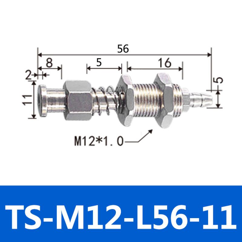 

1Pcs M12 Extend Thread Top Air Admission Sucker Buffer Connecting Rod Automation Tools Robot Vacuum Suction Cup Fitting TS M12 L56 11