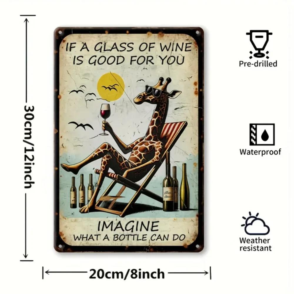 Vintage "If a Glass of Wine Is Good for You..." Humorous Metal Tin Sign for Home Decor