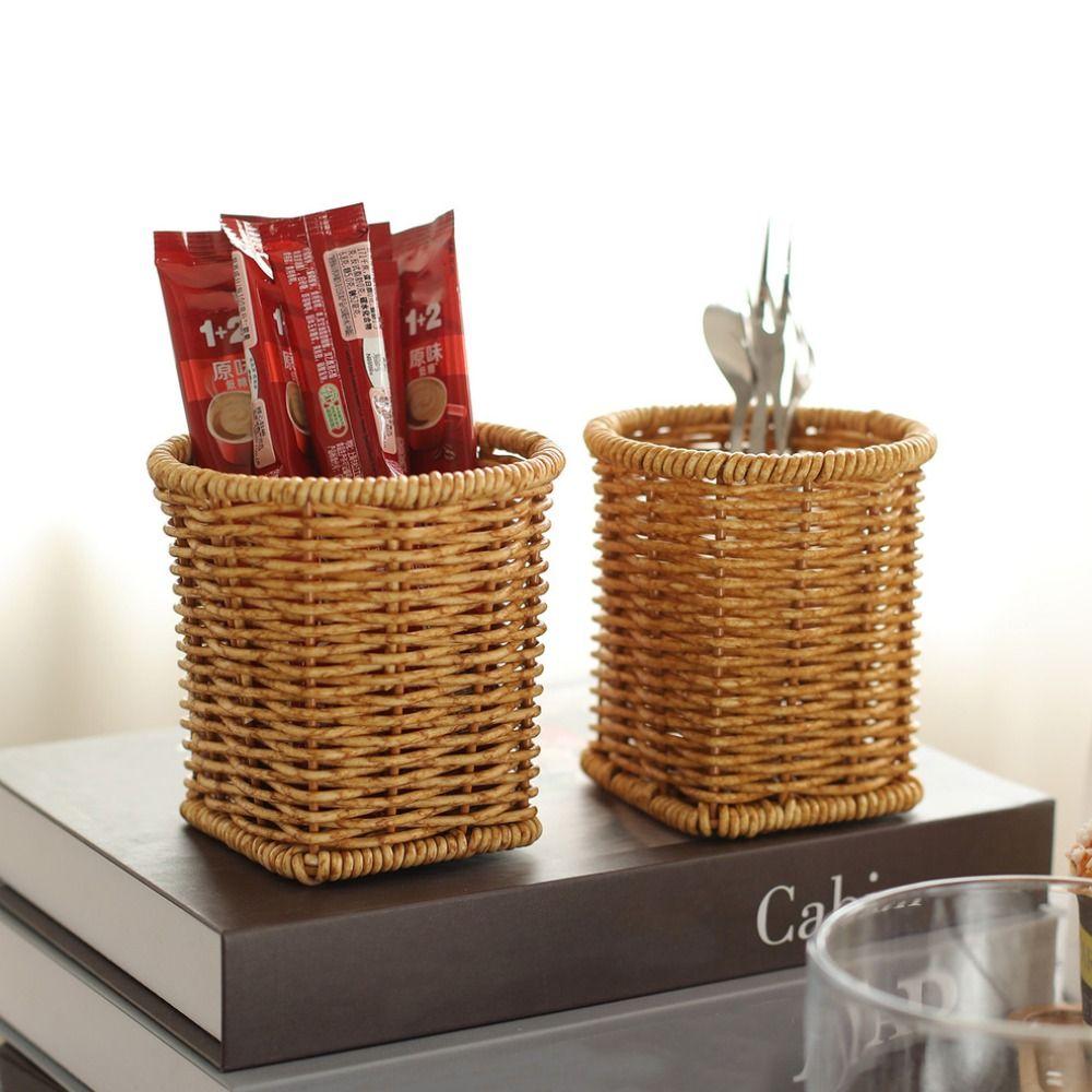 Simple Imitation Rattan Storage Bucket Large Capacity Fork Chopsticks Rack Household