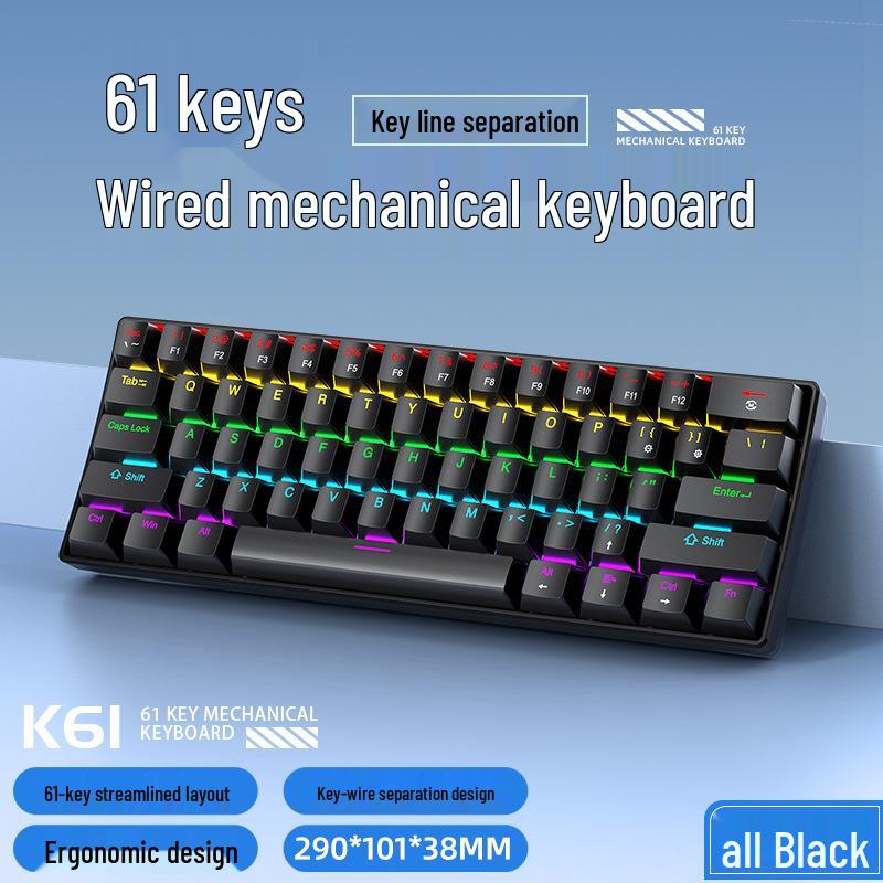 

YiQi Compact Mechanical Keyboard & Mouse Set - Blue Switches, Ideal for Gaming and Notebooks