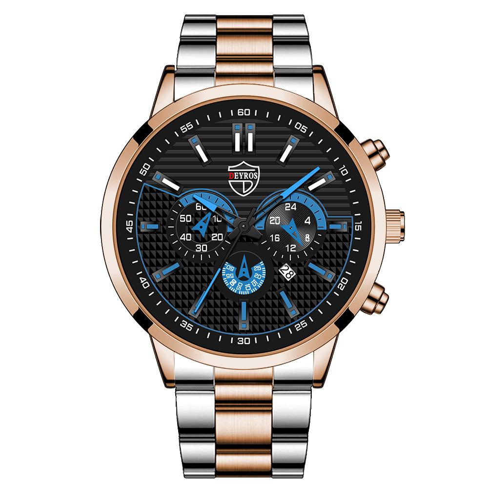 Trendy Men'S Watch Student Quartz Watch Stainless Steel Watch Calendar