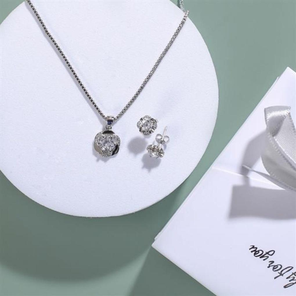 Shine Flower Necklace and Earrings Set Accessories